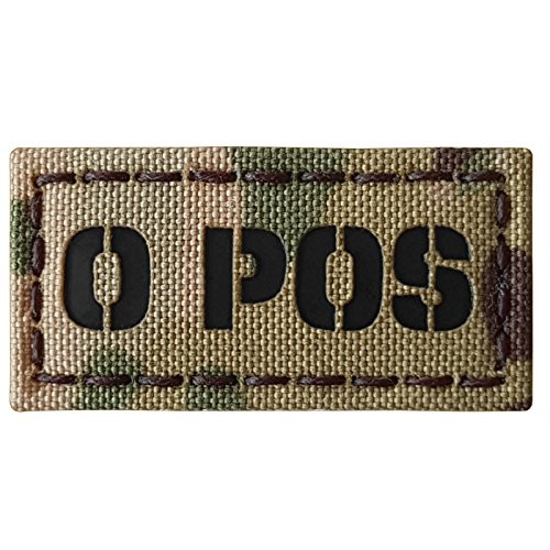 Multicam O POS Blood Type 1x2 Infrared IR Tactical Morale Hook-and-Loop Patch