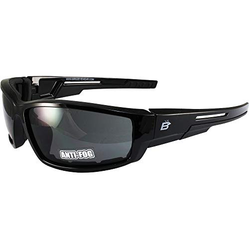 Birdz Eyewear Swoop Anti-Fog Padded Motorcycle Sunglasses Black Frame Smoke Lens