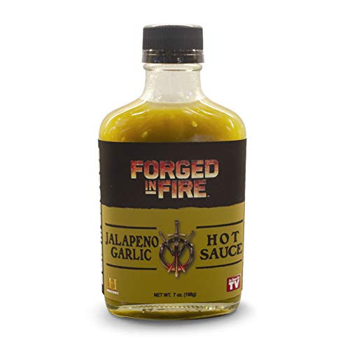 Forged in Fire Hot Sauce  Spicy Sauce and Marinade for Chicken Burritos  and  More  Hot Chili Sauce for Cooking Grilling  and  Dipping  All-Natural Gluten Free Hot Sauces  Jalapeno Garlic Flavor 7oz