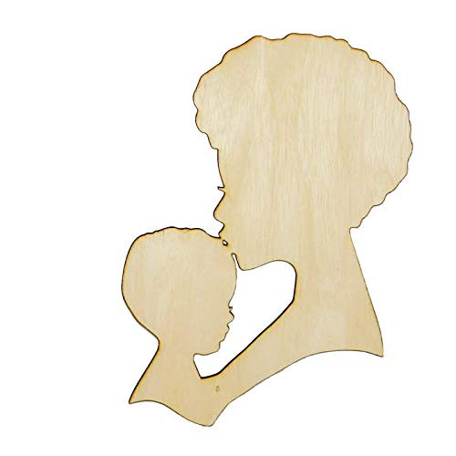 Mother's Day DIY Head Wooden Silhouette Wreath Template for Silhouette Crafts Black Person -Multicolor E-