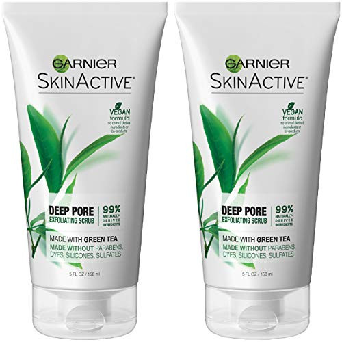Garnier SkinActive Exfoliating Face Scrub with Green Tea Oily Skin 5 Fl Oz Pack of 2 -Packaging May Vary-