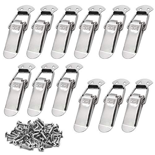 PHITUODA 12pcs Stainless Steel Spring Loaded Toggle Latch Trunk Latch Catches Hasps Clamps for Case Box and Chest with Screws