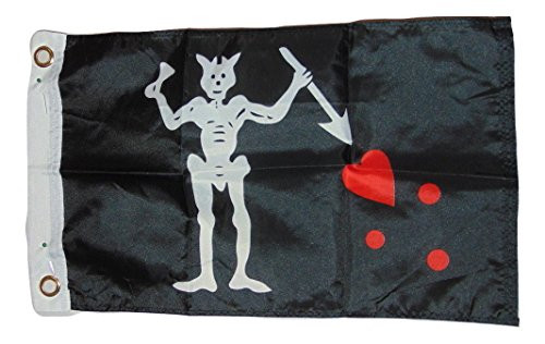 Pirate Edward Teach Blackbeard Flag Polyester 12 X 18 Inches Boat Motorcycle