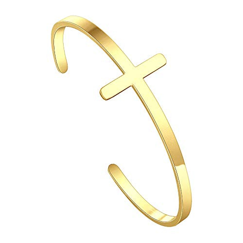 M MOOHAM Christian Gifts for Women Friends Gold Plated Religious Cross Bracelets Bible Verse Mantra Jewelry