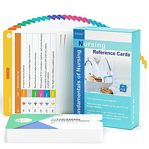 Nursing Badge Reference Cards - New 2021?Nursing Cheat Sheets 47 Waterproof Nurse Reference Cards -Include Pharmacology Respiratory EKG OB-L and D Pediatrics Endocrine Neurology etc-