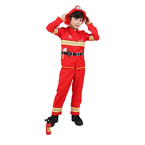 Kids Fireman Costume Halloween Firefighter Role Play Set - Captain-L