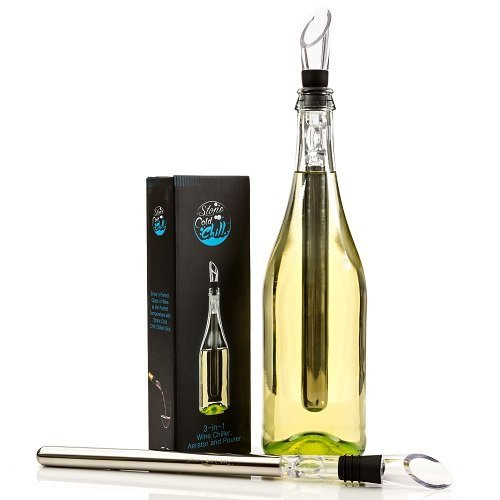 Stone Cold Chill Wine Chiller 3-in-1 Stainless Steel Wine Chilling Rod Stick, Aerator, Pourer Spout with Wine Accessories Box With Just Chill eBook, Best Iceless Wine Chiller Bottle Cooler