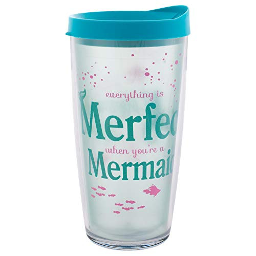 Merfect Mermaid Insulated 16 Oz Clear Travel Tumbler Mug with Teal Lid