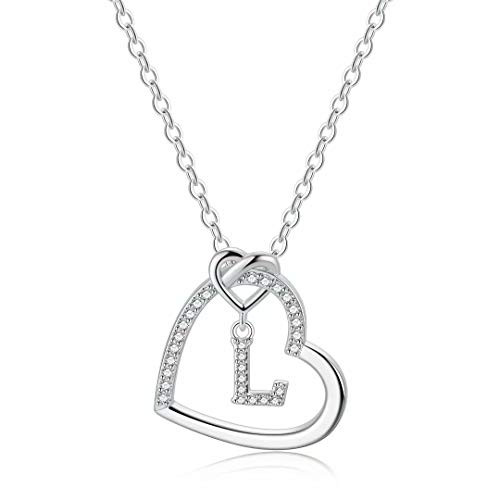 Silver Initial Heart Necklaces for Girls CZ Heart Pendant Initial L Necklaces for Teen Girls Women Dainty Letter Necklace for Women Girls Jewelry Cute Heart Necklace Kids Jewelry for Girls Gifts Silver Initial Heart Necklaces for Girls CZ Heart Pendant Initial L Necklaces for Teen Girls Women Dainty Letter Necklace for Women Girls Jewelry Cute Heart Necklace Kids Jewelry for Girls Gifts