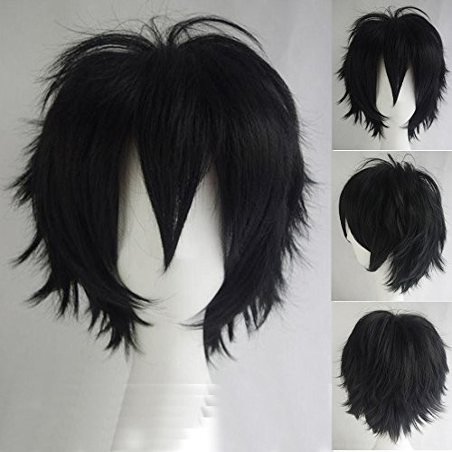 S-noilite Unisex Short Cosplay Hair Wig Women Men Male Fluffy Straight Cartoon Anime Con Party Costume Pixie Wigs Black S-noilite Unisex Short Cosplay Hair Wig Women Men Male Fluffy Straight Cartoon Anime Con Party Costume Pixie Wigs Black