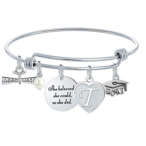 M MOOHAM Graduation Gifts for Her 2021 High School College Graduation Gifts Inspirational Graduation Charm Braceleti with Initials She Believed She Could So She Did M MOOHAM Graduation Gifts for Her 2021 High School College Graduation Gifts Inspirational Graduation Charm Braceleti with Initials She Believed She Could So She Did