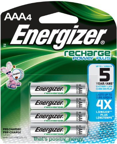 Energizer Recharge Universal 1400 mAh Rechargeable AAA Batteries, Pre-Charged, 4 Count