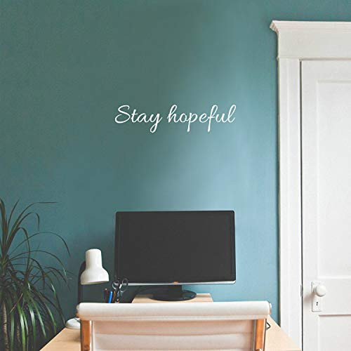 Vinyl Wall Art Decal - Stay Hopeful - 5" x 22" - Modern Inspirational Cute Spiritual Faith Quote Sticker for Bedroom Kids Room Playroom Living Room Coffee Shop Office Religious Center Decor -White-