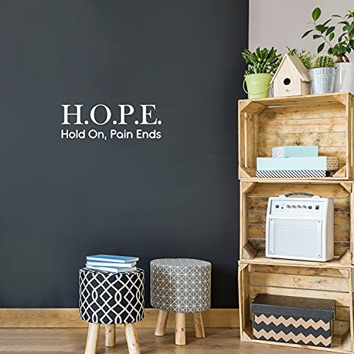Vinyl Wall Art Decal - H.O.P.E. - 7" x 20" - Modern Cute Optimistic Inspiring Lovely Spiritual Quote Sticker for Home Bedroom Closet Living Room Office Religious Center Faith Decor -White-