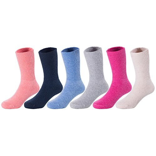 Lovely Annie Girl's 5 Pairs Pack Wool Blend Crew Socks Solid Size 12-15CM-1Y-2Y-