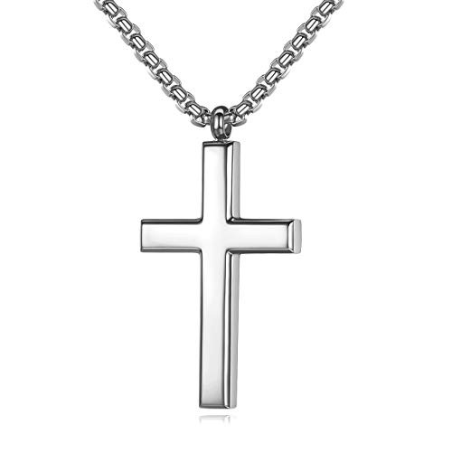 REVEMCN Simple Mens Stainless Steel Cross Pendant Chain Necklace for Men Women 20-24 Inches Chain -20 Silver Tone - Rolo Cable Chain- REVEMCN Simple Mens Stainless Steel Cross Pendant Chain Necklace for Men Women 20-24 Inches Chain -20 Silver Tone - Rolo Cable Chain-