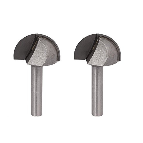 LDEXIN 2 Pack 1inch Cutting Dia 1/4inch Shank 2-Flutes Cove Core Box Router Bit Cove Box Round Nose Router Bit Wood Cutter