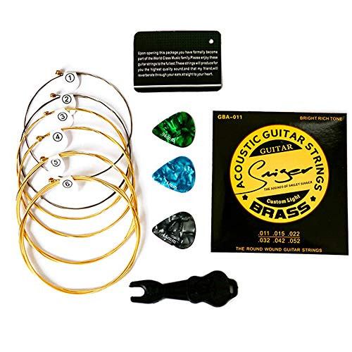 Acoustic Guitar StringsBrass Guitar Strings.011-.052 Guitar Strings Acoustic 6 String Set3 Guitar Picks And 1 String Changing Tool
