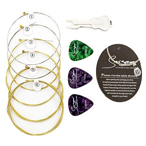 Acoustic Guitar StringsBrass Guitar Strings.010-.048 Guitar Strings Acoustic 6 String Set3 Guitar Picks And 1 String Changing Tool