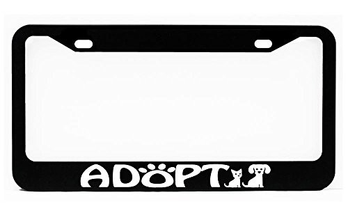 Huck K Custom Adopt PET Dog CAT Glossy Black License Plate Frame Huck K Custom Adopt PET Dog CAT Glossy Black License Plate Frame