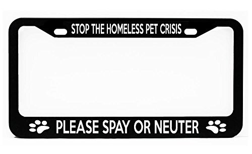 Huck K Custom Stop Homeless PET Please Spay. Dog cat pet Glossy Black License Plate Frame Huck K Custom Stop Homeless PET Please Spay. Dog cat pet Glossy Black License Plate Frame