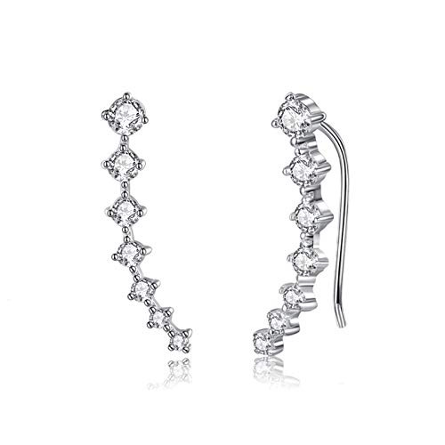 Ear Climbers Earring Jewelry 7 Crystals Ear Cuffs Hoop Climber S925 Sterling Silver Earrings for Women Girls with Cubic Zirconia CZ -Sliver- Ear Climbers Earring Jewelry 7 Crystals Ear Cuffs Hoop Climber S925 Sterling Silver Earrings for Women Girls with Cubic Zirconia CZ -Sliver-