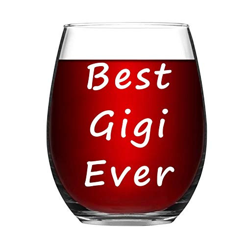 Best Gigi Ever Wine Glass Gigi Wine Glass Birthday Mothers Day Gifts for Gigi Grandma from Granddaughter Grandkis Grandson 15 Ounce Thicken
