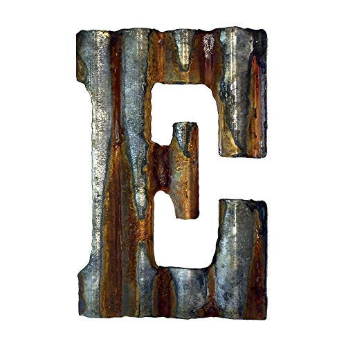 Custom Cut Decor 8'' Rusty Galvanized Corrugated Metal Letter -E-