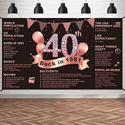Pimvimcim 40th Birthday Banner Backdrop Decorations for Women Rose Gold Back in 1981 Banner 40 Year Old Birthday Party Poster Supplies Extra Large Happy 40 Birthday Decor Photo Booth-6x3.6ft- Pimvimcim 40th Birthday Banner Backdrop Decorations for Women Rose Gold Back in 1981 Banner 40 Year Old Birthday Party Poster Supplies Extra Large Happy 40 Birthday Decor Photo Booth-6x3.6ft-