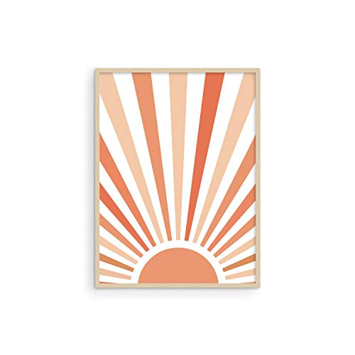 Haus and Hues Sun Art Prints Mid Century Modern Wall Decor - Terracotta Sun Poster and Boho Wall Art  Boho Prints Terracotta Decor  Mid Century Modern Wall Art Boho UNFRAMED 12" x 16"