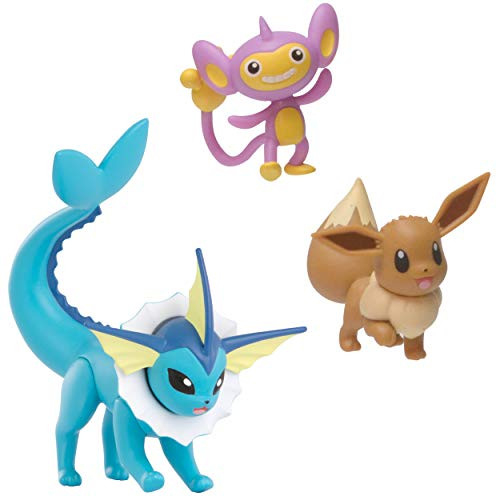 Pokemon Battle Figure Set - Includes 2-Inch Eevee 2-Inch Aipom and 3-Inch Vaporeon
