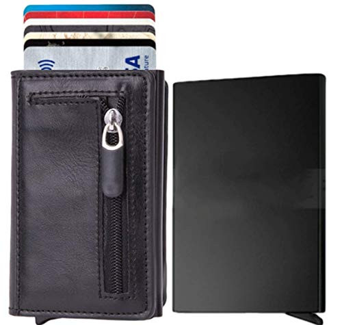 BOCURA Pop Up Wallet Slim Card Holder Case RFID Blocking For Minimalist -Black -Metal Card Holder Set--