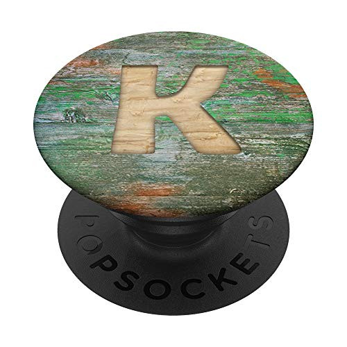 Vintage Tree Bark Nature Monogram Initial Letter K PopSockets Grip and Stand for Phones and Tablets