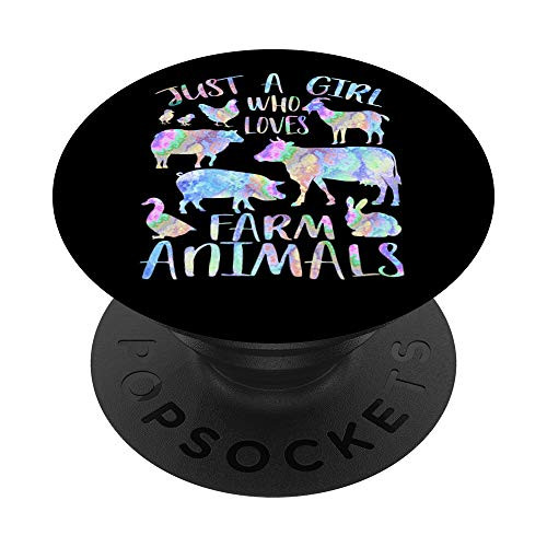 Just a Girl Who Loves Farm Animals - Cows Pigs Goats Lover PopSockets Swappable PopGrip