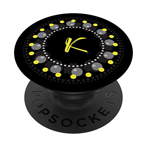 K Initial Monogram Yellow Black Script Capital Letter PopSockets Grip and Stand for Phones and Tablets