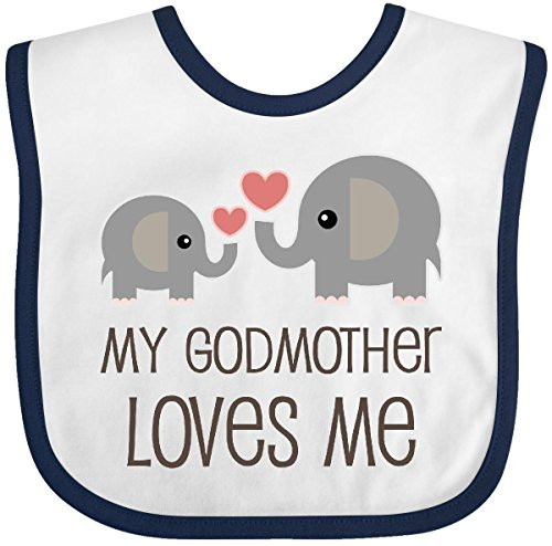 Inktastic My Godmother Loves Me Baby Bib White-Navy