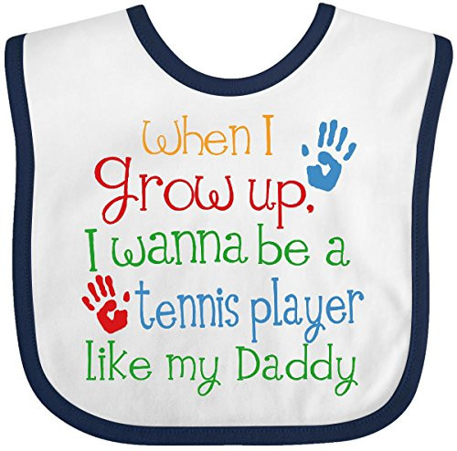 Inktastic Tennis Player Like Daddy Baby Bib White-Navy
