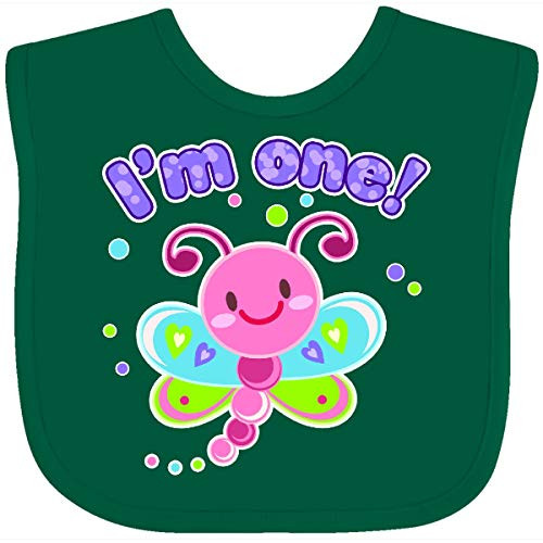 Inktastic I'm One- Dragonfly First Birthday Baby Bib White and Pink 30540