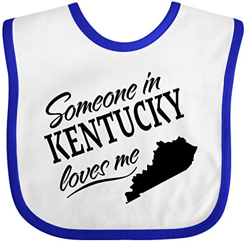 Inktastic Someone in Kentucky Loves Me Baby Bib White-Royal Inktastic Someone in Kentucky Loves Me Baby Bib White-Royal