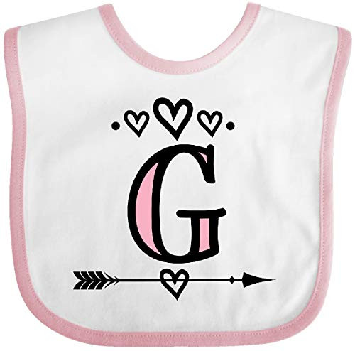 Inktastic Letter G Monogram Tribal Arrow Baby Bib White and Pink 34355