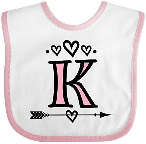 Inktastic Letter K Monogram Tribal Arrow Baby Bib White and Pink 34358