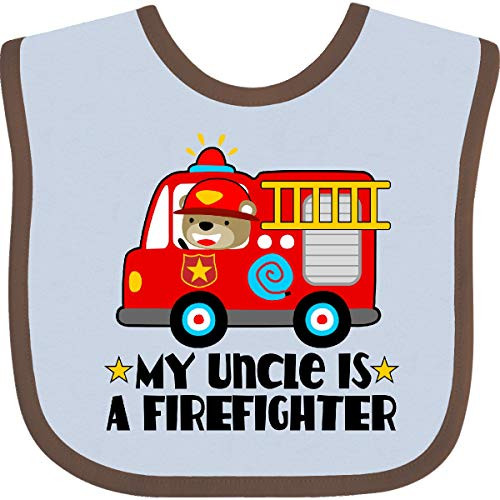 Inktastic Fireman Uncle is a Firefighter Baby Bib White-Red