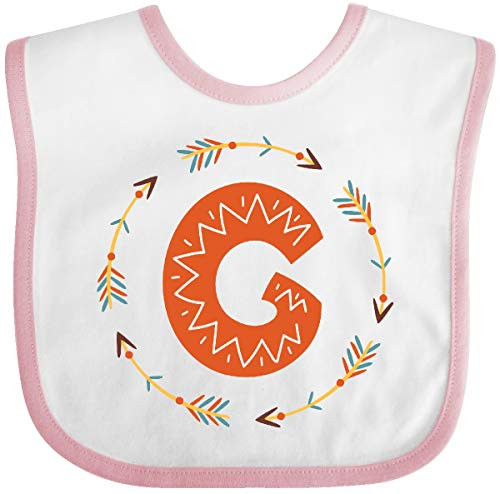 Inktastic Monogram Letter G Tribal Arrow Baby Bib White and Pink 3abed
