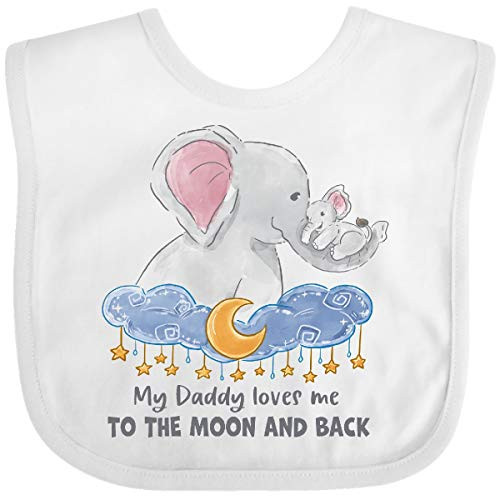 Inktastic My Daddy Loves Me to The Moon and Back Elephant Baby Bib White 3b10a