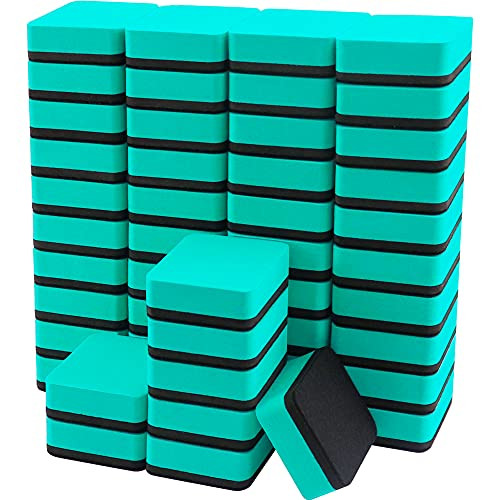 Mini Dry Erase Erasers IHPUKIDI 48 Pack Magnetic Mini Whiteboard Dry Erasers Chalkboard Cleaner Wiper for Kids and Classroom Teacher Supplies Home and Office -2 x 2 Inch- Green
