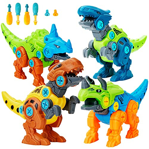 Lekebaby Dinosaur Toys for 3 4 5 6 7 Year Old Boys Take Apart Dinosaur Toys for Kids 3-5 STEM Construction Building Toys Dinosaur Toys Birthday Gifts Boys Girls
