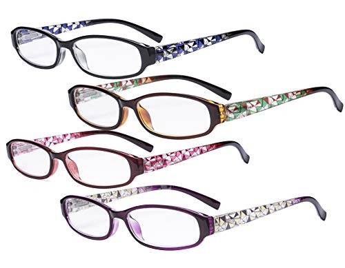 Eyekepper 4 Pack Print Women's Reading Glasses - Ladies Fashion Small Readers for Women Reading  plus2.25