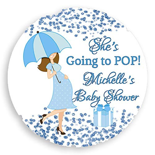40 She's Going to Pop Custom Boy Baby Shower Stickers Baby Boy Favor Stickers Baby Shower Favor Labels She's Going to POP Labels