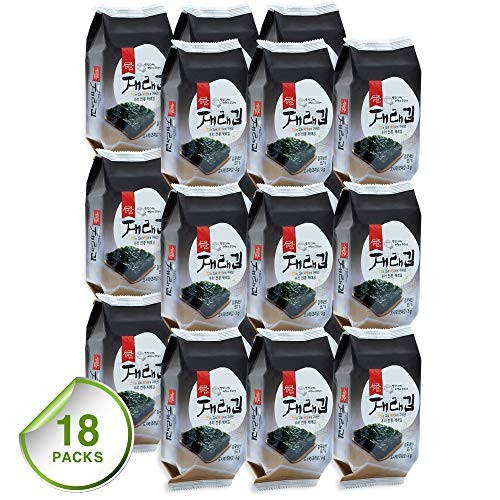 Premium Roasted Seaweed Snack - Korean Snacks - Crispy Roasted and Lightly Salted Source of Omega 3 Healthy Vegan Snacks - JRND Foods - 18 Packs Premium Roasted Seaweed Snack - Korean Snacks - Crispy Roasted and Lightly Salted Source of Omega 3 Healthy Vegan Snacks - JRND Foods - 18 Packs