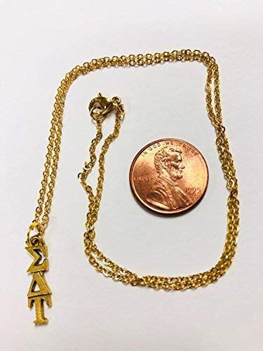 Gold Sigma Delta Tau SDT Sorority Lavaliere Necklace 18 inch chain